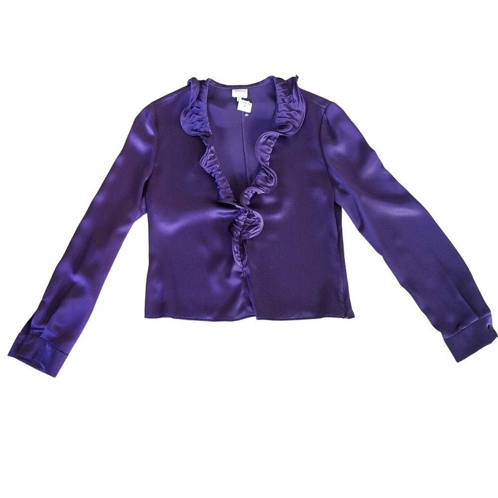💜 Armani Collezioni Royal Purple Silk Blouse - Size 42